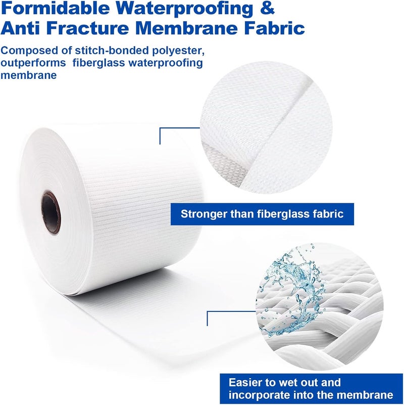 Yaxtida 6 Inches X 328 Feet Waterproofing Membrane Anti Fracture Fabric, Reinforcing Water Barrier Drywall Mesh Tape, Liquid Waterproof Membranes Fiberglass Tape for Shower Wall,Leak,Seam - Image 3
